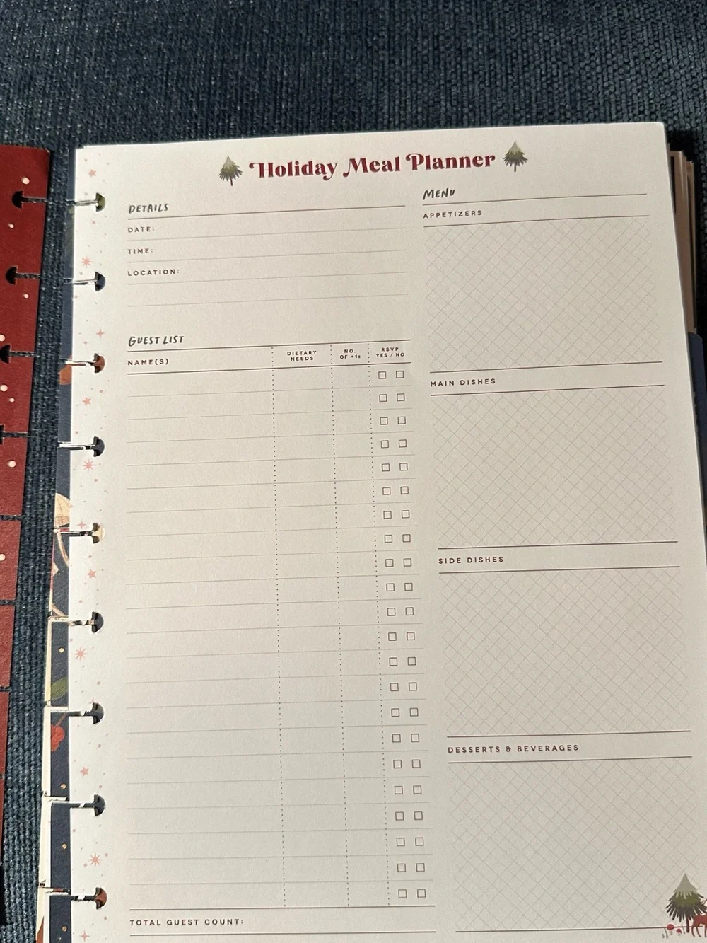 Happy Planner Red & Green Woodland Seasons Holiday Extension